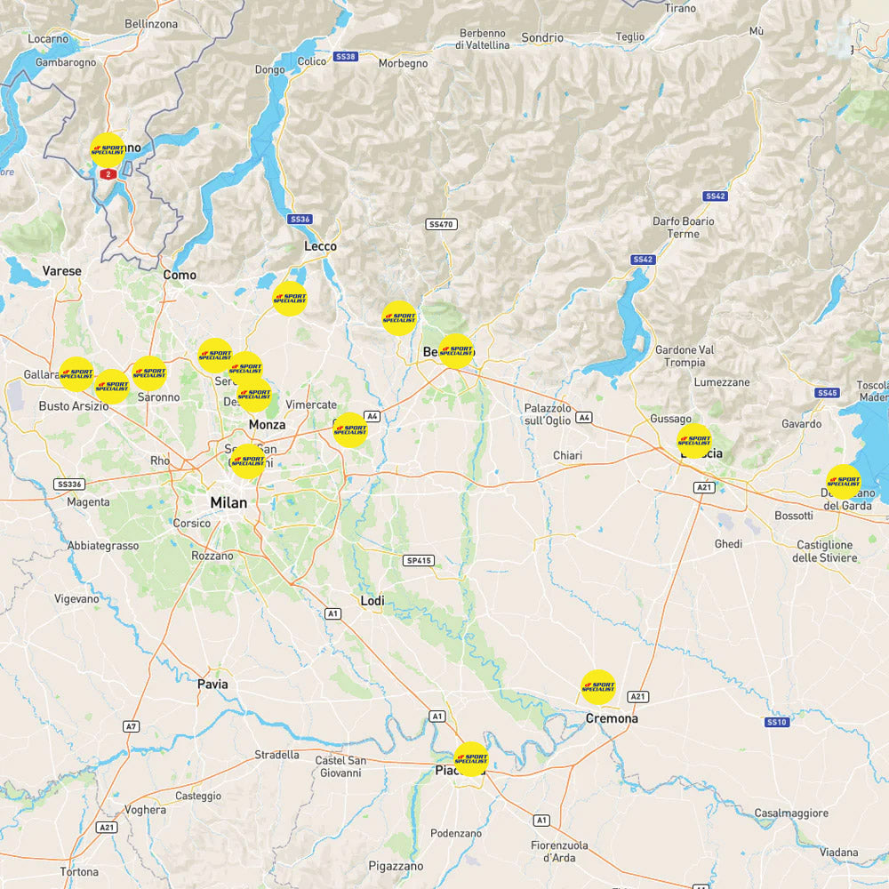 Mappa con tutti i punti vendita DF Sport Specialist e Bicimania