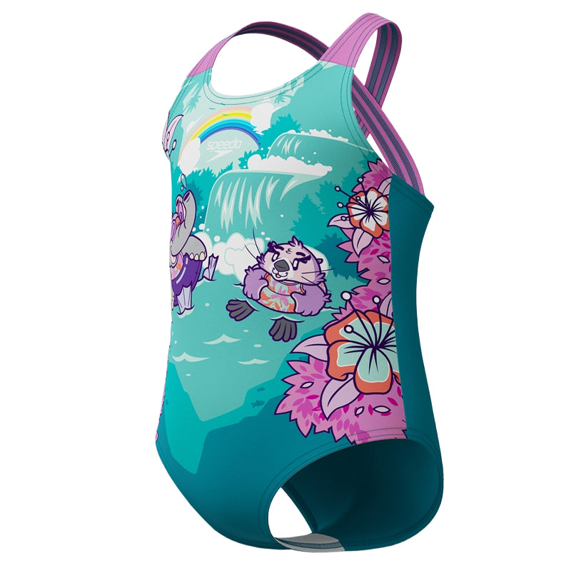 Costume bambina Learn to Swim Printed