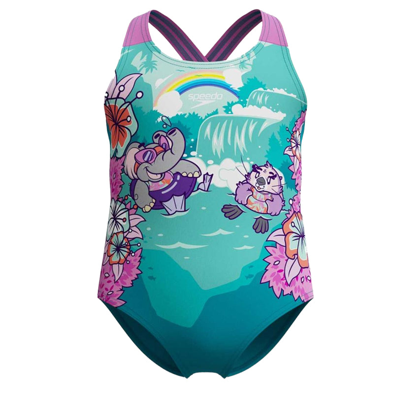 Costume bambina Learn to Swim Printed