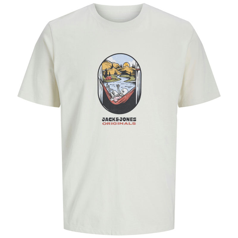 Jack & Jones T-Shirt Uomo Con Stampa Frontale Beige Jack & Jones T-Shirt Uomo Con Stampa Frontale Beige