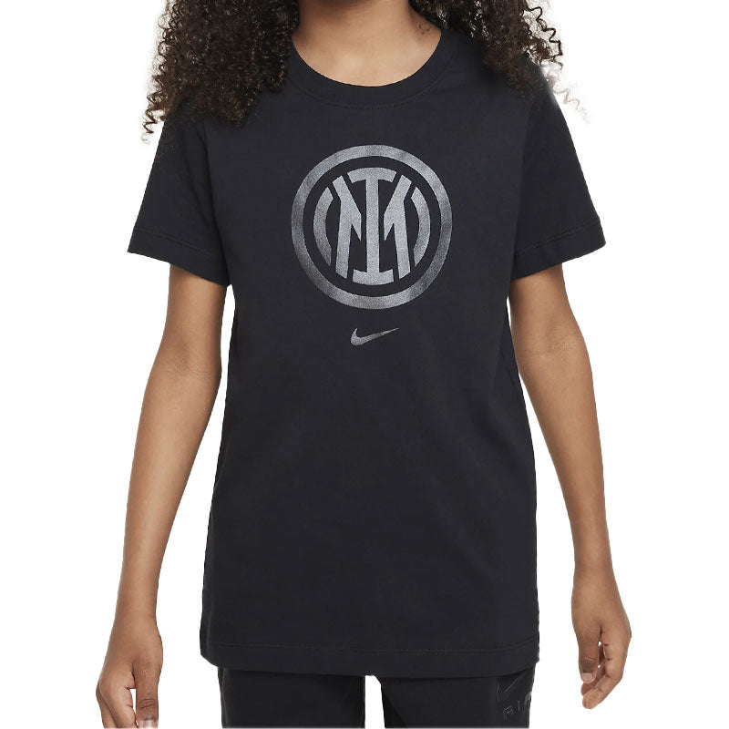 Nike T-Shirt Inter in Cotone Con Logo Grande Nero Bambino Nero