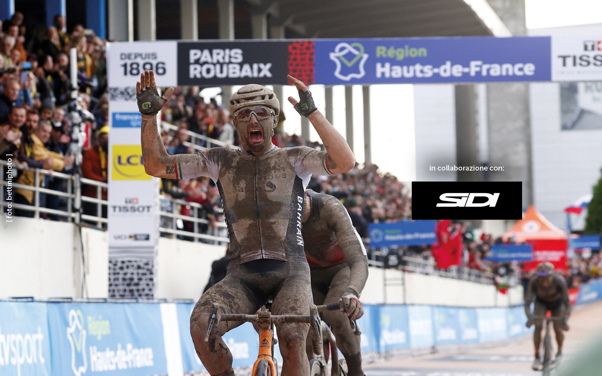 Sonny Colbrelli vince la 118ma edizione della Parigi-Roubaix nel 2021