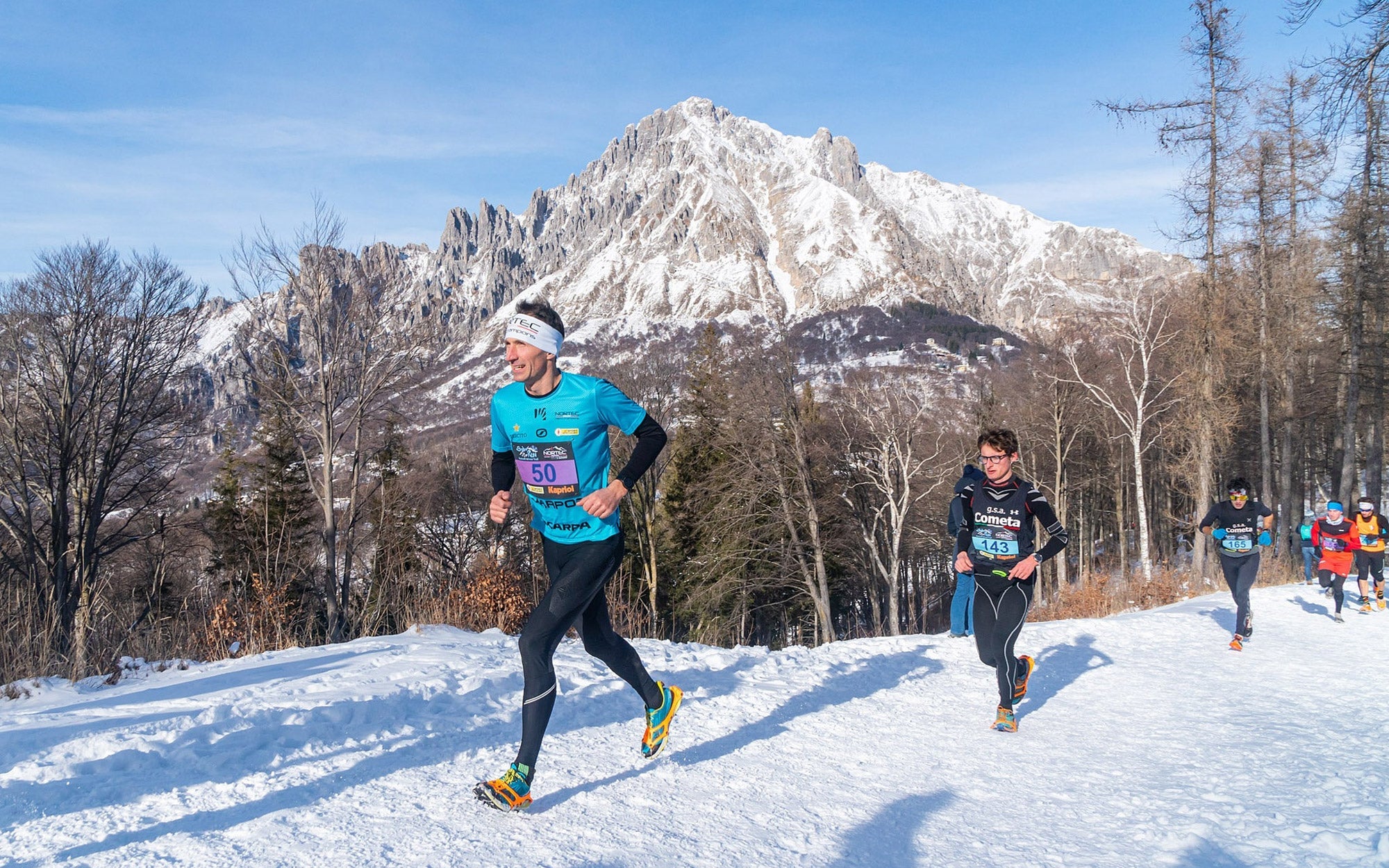 Daniel Antonioli durante la 4ª edizione Snow Run Resinelli Winter Trail