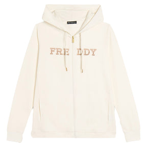 Felpa donna Comfort Grafica Dorata Zip