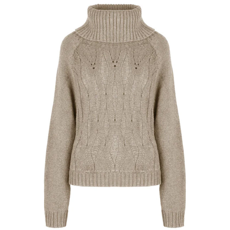 Maglione donna Dolcevita trecce