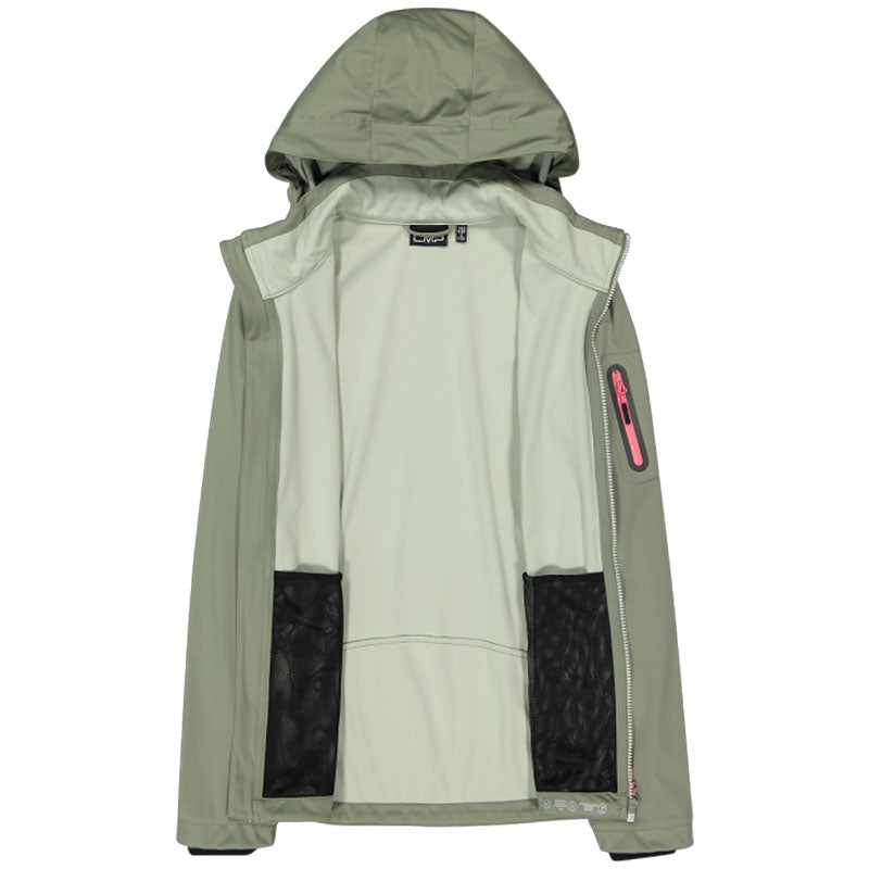 CMP Giacca in Softshell con cappuccio staccabile, Donna - 55BE (Rosso Ferrari/Nero CMP Giacca in Softshell con cappuccio staccabile, Donna - 55BE (Rosso Ferrari/Nero