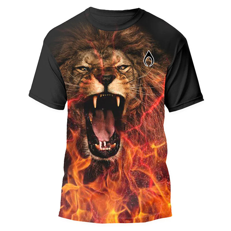 T-Shirt uomo Lion Print Flames