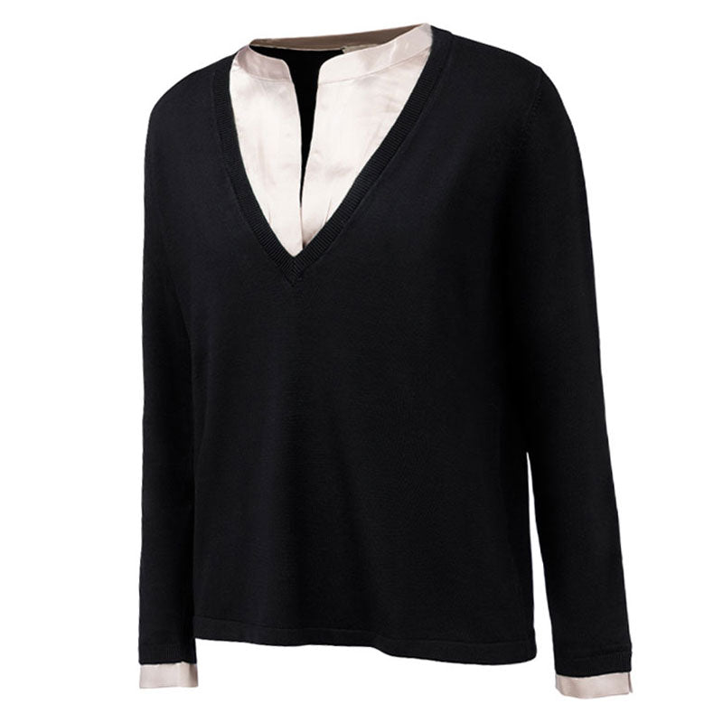 Maglione donna Viscosa Inserto Raso