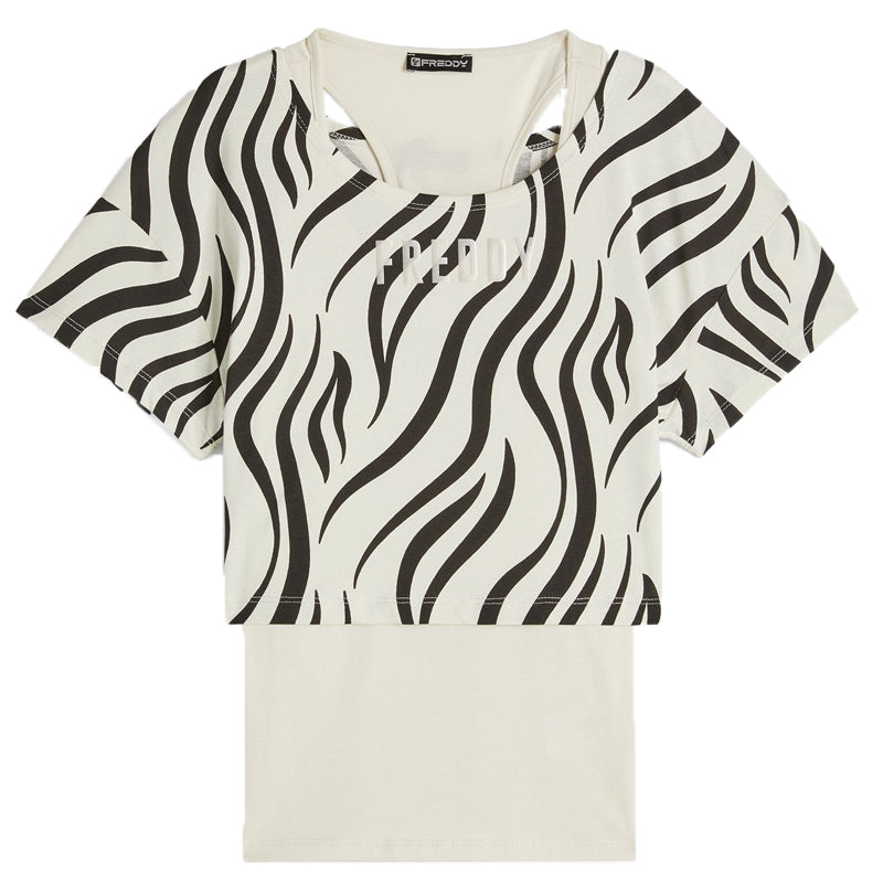 T-shirt + Canotta donna Cropped stampa zebrata